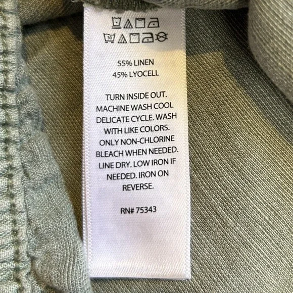 JOIE Green Linen Lyocell Wide Leg Crop Pants Drawstring Elastic Waist L Coastal - Picture 8 of 8